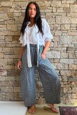 Nonni Gingham Relaxed Barrel Pant Navy